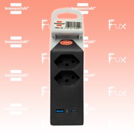 cleverLINE Abzweigstecker 2-fach schwarz mit USB Typ-A und Typ-C